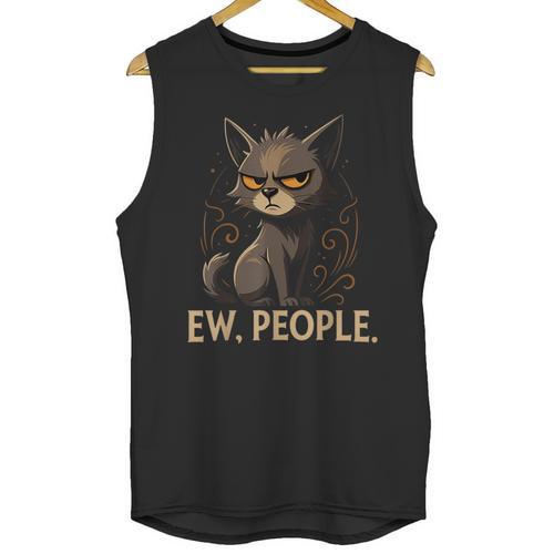Ew People Moody Cat Sarcastic Introvert Artwork Unisex Tank Top - Raresse