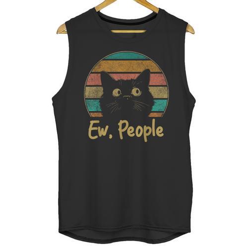 Ew People Retro Cat Lover Social Introvert Unisex Tank Top - Raresse