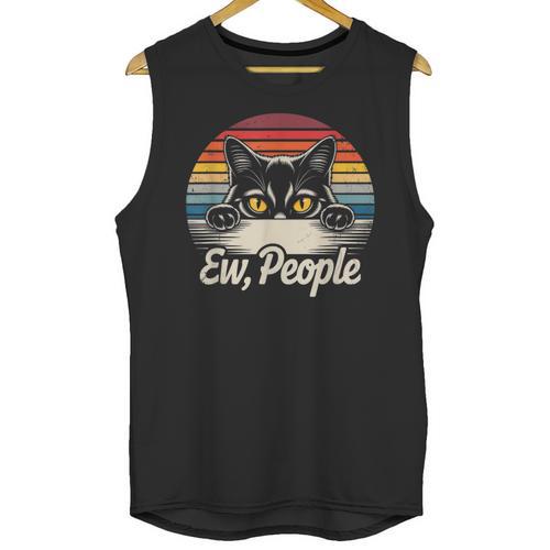 Ew People Retro Cat Vintage Anti Social Introvert Unisex Tank Top - Raresse