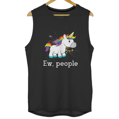 Ew People Unicorn Lover Introvert Rainbow Unicorn Unisex Tank Top - Raresse