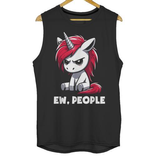 Ew People Unicorn Sarcastic Humor Introvert Unisex Tank Top - Raresse