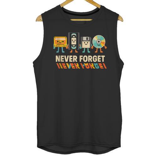 Never Forget Retro Cassette VHS Floppy CD Nostalgia Humor Unisex Tank Top - Figerry