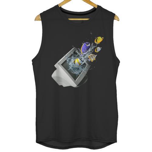 Frutiger Aero Aesthetic Tech Computer Aquarium Fishes Unisex Tank Top - Figerry
