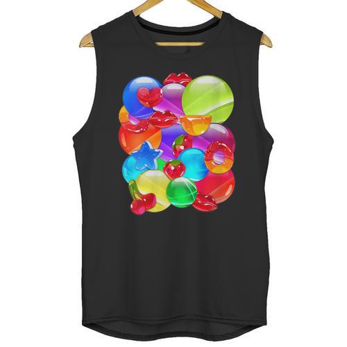 Frutiger Aero Aesthetic Tech Orb Pattern Heart Cherry Lips Unisex Tank Top - Figerry