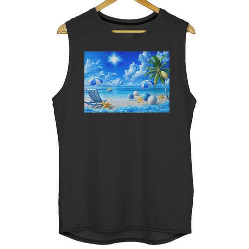 Frutiger Aero Beach Y2k Aesthetic Palm Tree Sand Ocean Unisex Tank Top - Figerry