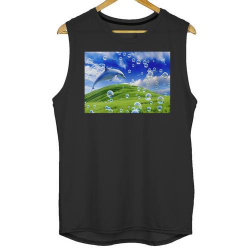 Frutiger Aero Dolphin Meadow Aesthetic Y2k 2000s Ironic Unisex Tank Top - Figerry