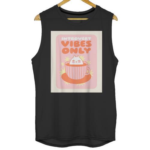 Fun Cool Cute Introvert Cat Character Quote Tea Cup For Men Women Unisex Tank Top - Raresse