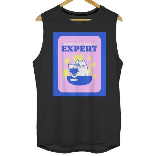 Fun Cute Introvert Cat Character With Wine Unisex Tank Top - Raresse