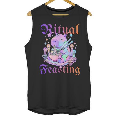 Goth Capybara Ramen Ritual Feasting Soft Introvert Art Unisex Tank Top - Raresse