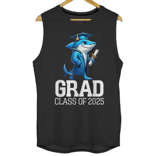 Grad Class Of 2025 Boys Shark Graduation Graduated Unisex Tank Top - Best Gift Smart