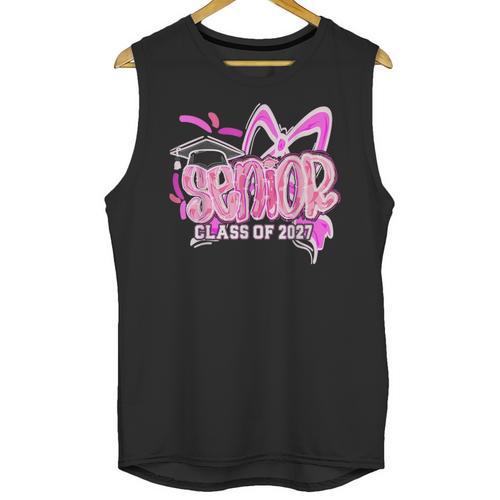 Graduation 2027 Senior 2027 Class Of 2027 Coquette Pink Girl Unisex Tank Top - Best Gift Smart