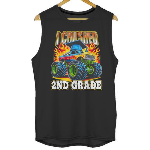Graduation 2nd Grade Monster Truck Boys I Crushed Grad Unisex Tank Top - Best Gift Smart