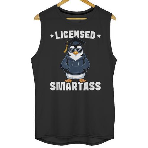 Graduation Penguin Licensed Smartass Graduate Unisex Tank Top - Best Gift Smart