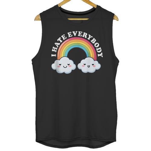 I Hate Everybody Rainbow Sarcastic Grumpy Introvert Unisex Tank Top - Raresse