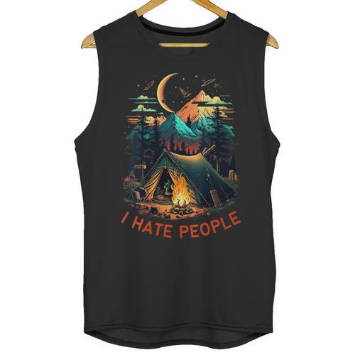 I Hate People Id Rather Be Camping Sarcastic Introvert Unisex Tank Top - Raresse