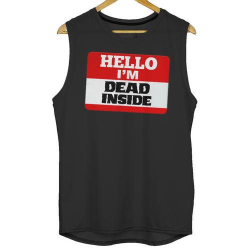 Hello I'm Dead Inside Name Tag Introvert Sarcastic Unisex Tank Top - Raresse