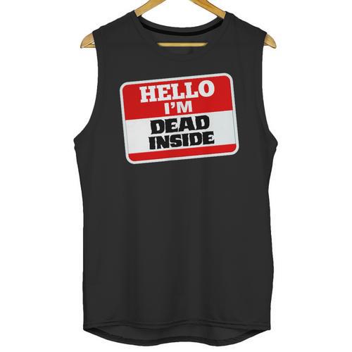 Hello I'm Dead Inside Name Tag Sarcastic Introvert Unisex Tank Top - Raresse