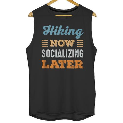 Hiking Now Minimal Socializing Introvert Vintage Unisex Tank Top - Raresse