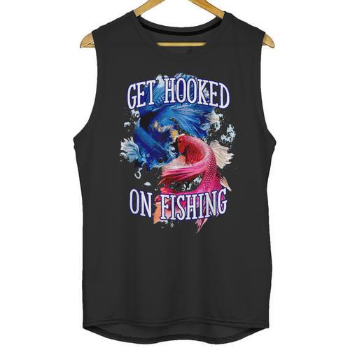 Hooked On Fishing Introvert Sayings Antisocial Quotes Unisex Tank Top - Raresse