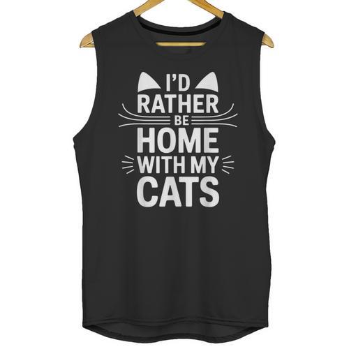 I'd Rather Be Home With My Cats Introvert Cozy Vibes Unisex Tank Top - Raresse