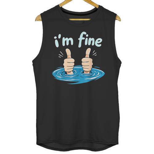 I'm Fine Drowning Thumbs Up Introvert Meme Humor Unisex Tank Top - Raresse