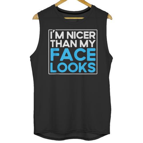 I'm Nicer Than My Face Looks Shy People Introverts Unisex Tank Top - Raresse
