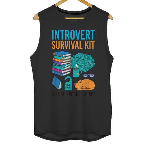 Introvert Book Lover Introvert Survival Kit Unisex Tank Top - Raresse