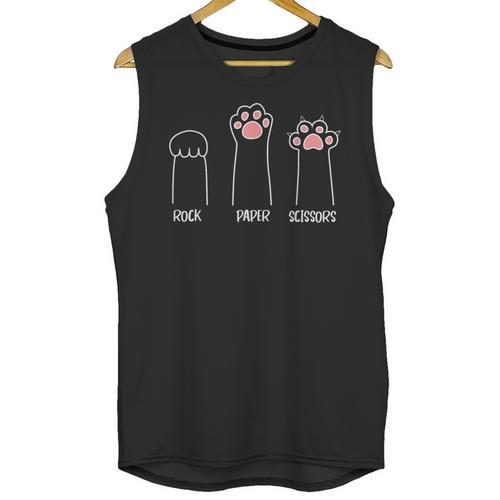 Introvert Cat Animal Rescue Pet Lover Apparel Rock Paper Scissors Hand Game Cute Paw Cat Unisex Tank Top - Raresse