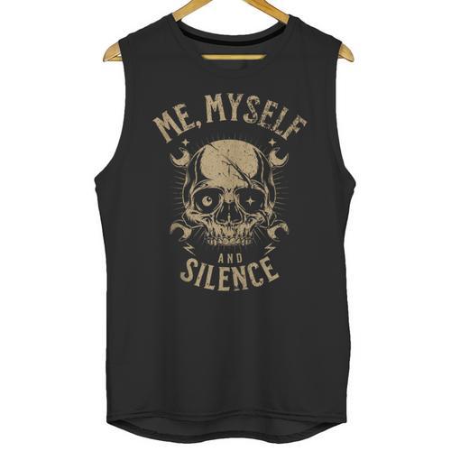 Introvert Relaxation Me Myself And Silence Skull Mechanic Unisex Tank Top - Raresse
