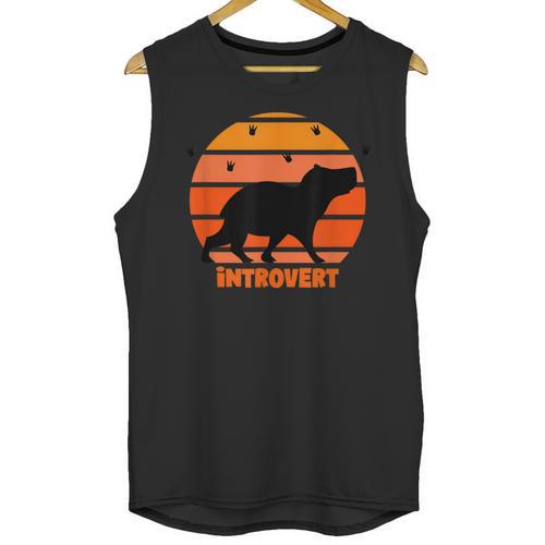 Introvert Retro Sunset Capybara Tee Unisex Tank Top - Raresse