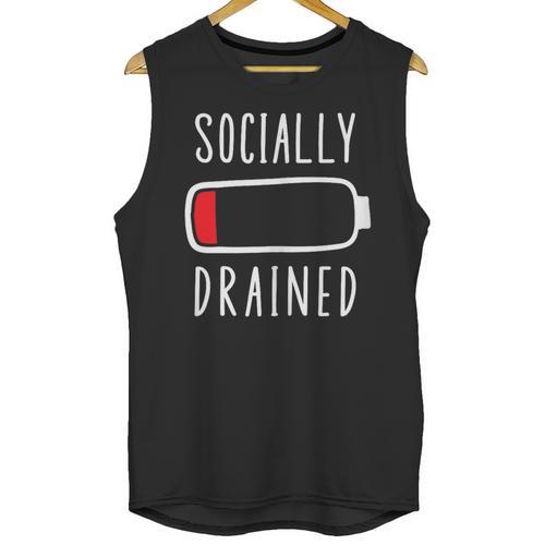 Introvert Socially Drained Battery Unisex Tank Top - Raresse