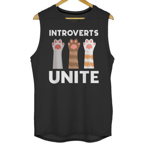 Introvert Unite Kitty Paws Raise Introverted Gathering Unisex Tank Top - Raresse
