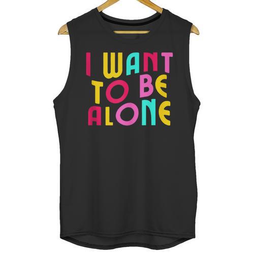Introvert I Want To Be Alone Retro Wavy Unisex Tank Top - Raresse