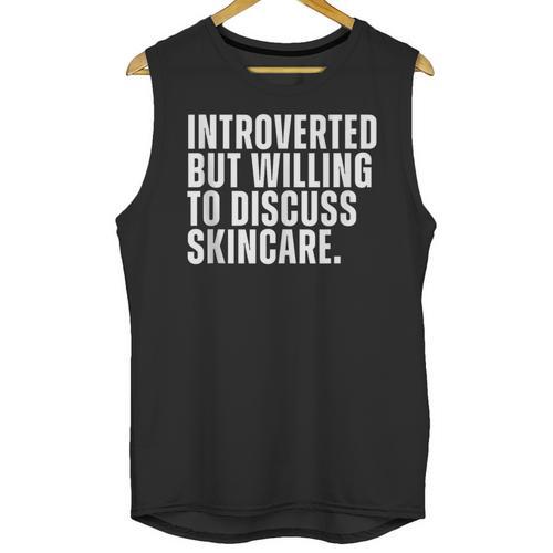 Introverted But Willing To Discuss Skincare Introvert Unisex Tank Top - Raresse