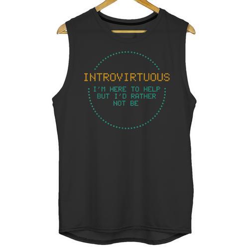 Introvirtuous Retro Pixel Funny Introvert Quote Unisex Tank Top - Raresse