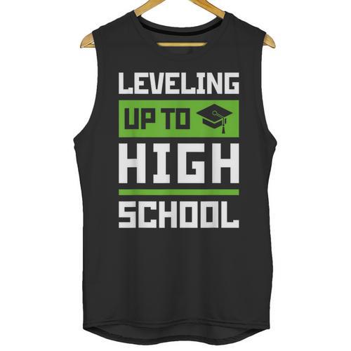 Leveling Up To High School Tee Shirt Gaming Graduation Unisex Tank Top - Best Gift Smart