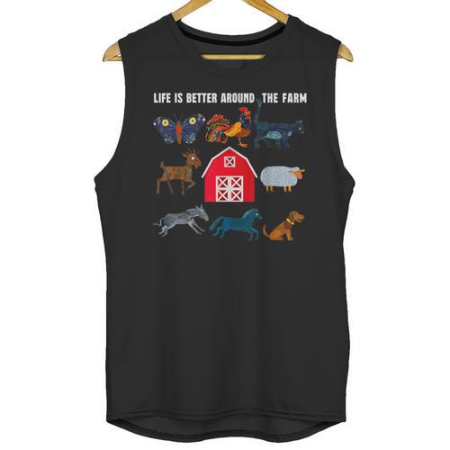 Life Is Better Around The Farm Nostalgia Trendy Unisex Tank Top - Figerry