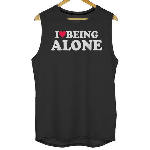 I Love Being Alone Introvert & Anxious Girl Red Heart Unisex Tank Top - Raresse