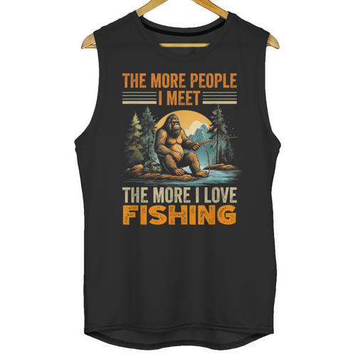 I Love Fishing Bigfoot Fisherman Introvert Sarcastic Unisex Tank Top - Raresse