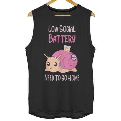 Low Social Battery Cute Snail With House Introvert Cozy Home Unisex Tank Top - Raresse