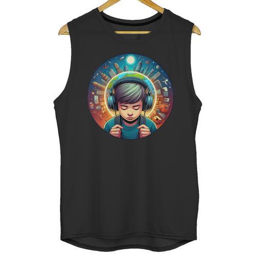 Music Enthusiast Under Starry Skies World Introvert Boy Unisex Tank Top - Raresse