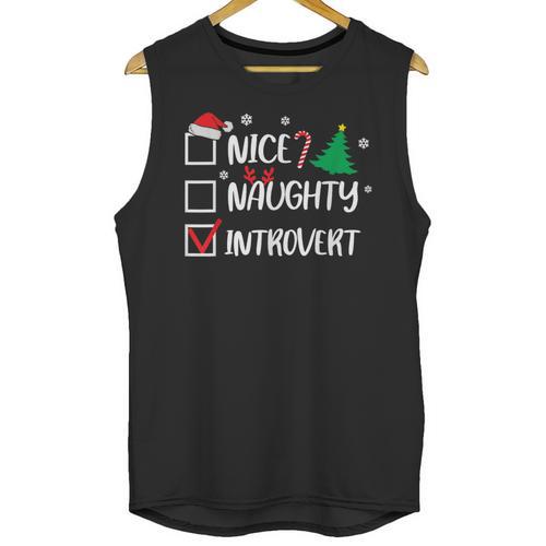 Nice Naughty Introvert Christmas List Santa Unisex Tank Top - Raresse
