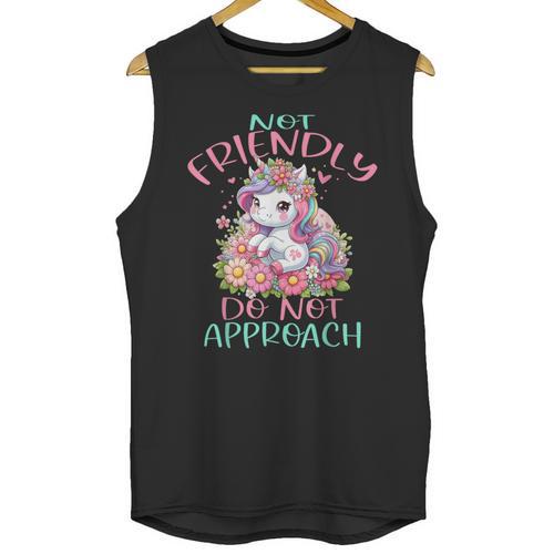 Not Friendly Do Not Approach Women & Girls Unicorn Cute Introvert & Humor Lovers For Women V-Neck Classic Fit Modern Short Sleeve Unisex Tank Top - Raresse