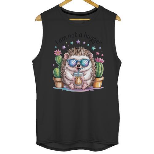 I Am Not a Hugger Introvert Hedgehog With Cactus Unisex Tank Top - Raresse