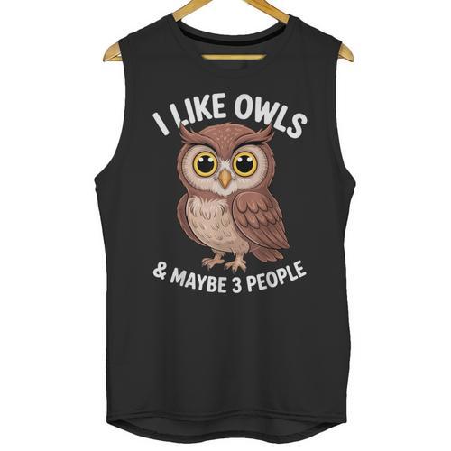 I Like Owls And Maybe 3 People Introvert Humor Casual Unisex Tank Top - Raresse