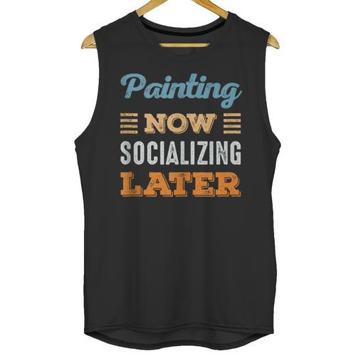 Painting Now Minimal Socializing Introvert Vintage Unisex Tank Top - Raresse