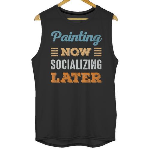 Painting Now Minimal Socializing Introvert Vintage Unisex Tank Top - Raresse