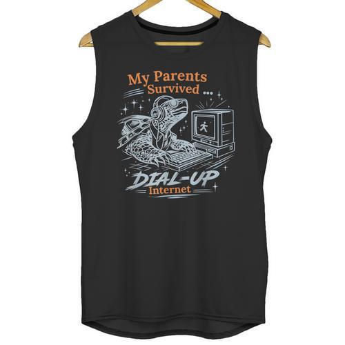 My Parents Survived Dial Up Internet Nostalgia Turtle Unisex Tank Top - Figerry