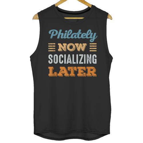 Philately Now Minimal Socializing Introvert Vintage Unisex Tank Top - Raresse