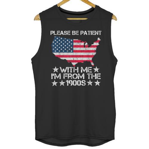 Please Be Patient With Me I'm From The 1900s American Flag Unisex Tank Top - Figerry